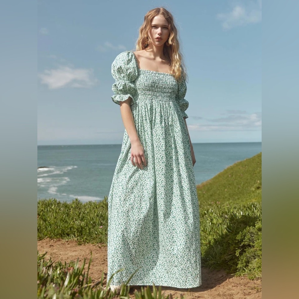 Eddy Bubble Sleeve Smocked Maxi Dress